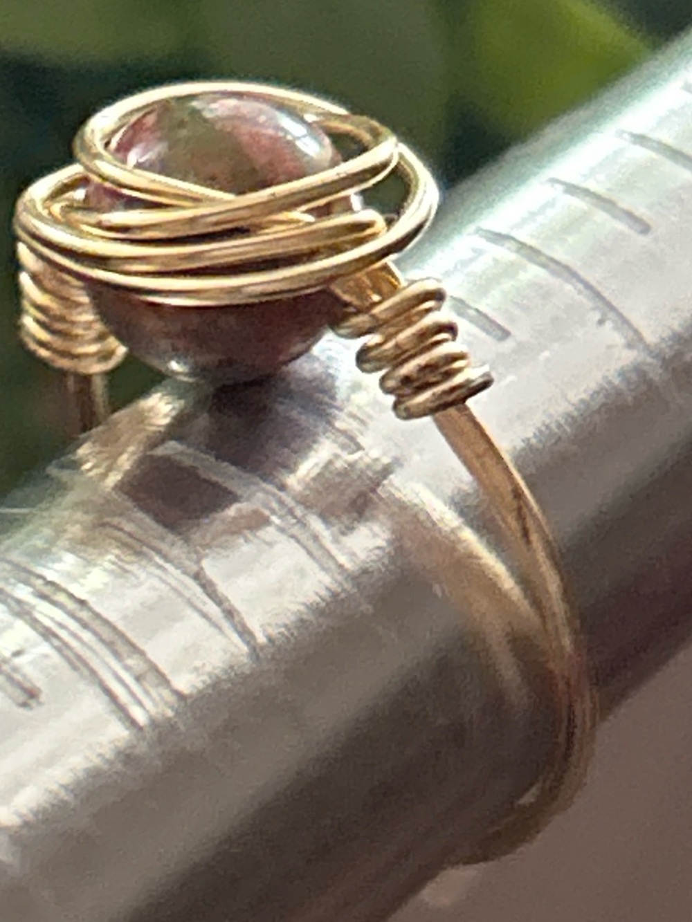 💍 Handcrafted unakite gold tone copper wire wrapped crystal ring size 6 - Picture 4 of 4